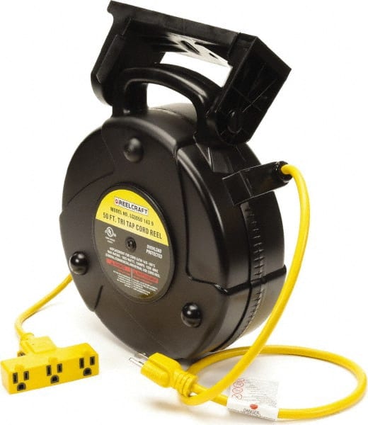 Reelcraft - 14 AWG, 50' Long Cord and Cable Reel with Outlet End - Eagle Tool & Supply