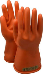 Novax - Class 0, Size L (9), 11" Long, Rubber Lineman's Glove - 500 AC Max Use Voltage, 2,500 AC Test Voltage, Orange, ANSI/ASTM D120, NFPA 70E - Eagle Tool & Supply