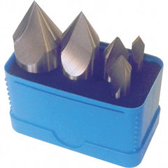 Interstate - 5 Piece, 1/4 to 1" Head Diam, 82° Included Angle, Single End Countersink Set - Eagle Tool & Supply