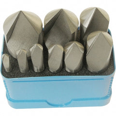 Interstate - 9 Piece, 3/16 to 1" Head Diam, 82° Included Angle, Single End Countersink Set - Eagle Tool & Supply