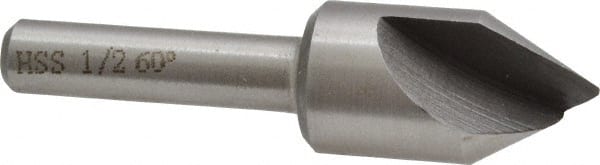 Interstate - 1/2" Head Diam, 1/4" Shank Diam, 1 Flute 60° High Speed Steel Countersink - Eagle Tool & Supply