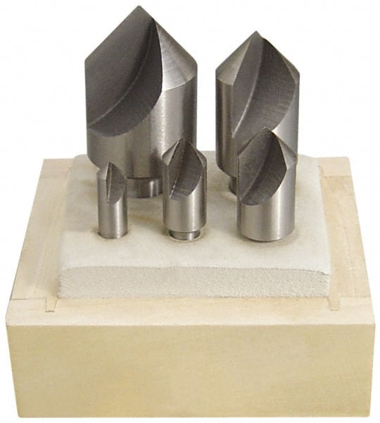 Keo - 5 Piece, 1/4 to 1" Head Diam, 60° Included Angle, Single End Countersink Set - Eagle Tool & Supply