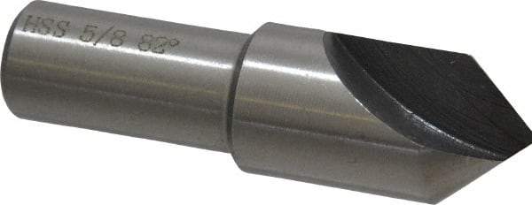 Interstate - 5/8" Head Diam, 1/2" Shank Diam, 1 Flute 82° High Speed Steel Countersink - Bright Finish, 2-1/4" OAL, Single End, Straight Shank, Right Hand Cut - Eagle Tool & Supply