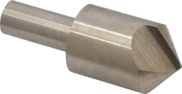 Interstate - 1" Head Diam, 1/2" Shank Diam, 1 Flute 100° High Speed Steel Countersink - Bright Finish, 2-3/4" OAL, Single End, Straight Shank, Right Hand Cut - Eagle Tool & Supply