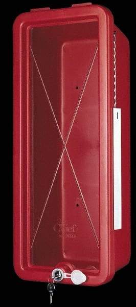 Made in USA - 5 Lb. Capacity, Surface Mount, Crystal Polystyrene Fire Extinguisher Cabinet - 8-1/4 Inch Wide x 19-1/4 Inch High x 6-3/4 Inch Deep, Red - Eagle Tool & Supply