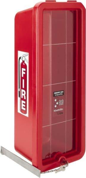Made in USA - 10 Lb. Capacity, Surface Mount, Crystal Polystyrene Fire Extinguisher Cabinet - 9-1/4 Inch Wide x 23-1/4 Inch High x 7-1/4 Inch Deep, Red - Eagle Tool & Supply