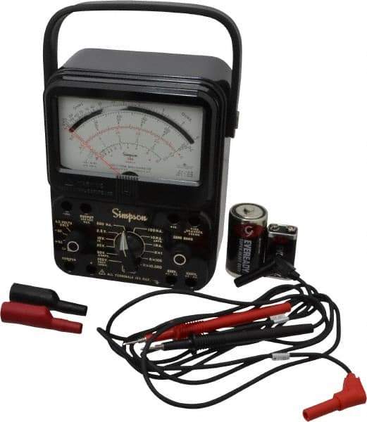 Simpson Electric - 12388, 1,000 VAC/VDC, Analog Milliammeter Multimeter - 20 mOhm, Measures Voltage, Current, Resistance - Eagle Tool & Supply