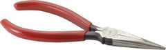 Urrea - 6-5/8" OAL, 1-55/64" Jaw Length x 23/32" Jaw Width, Long Nose Needle Nose Pliers - Serrated Jaw, Chain Nose Head, Rubber Grip Handles - Eagle Tool & Supply