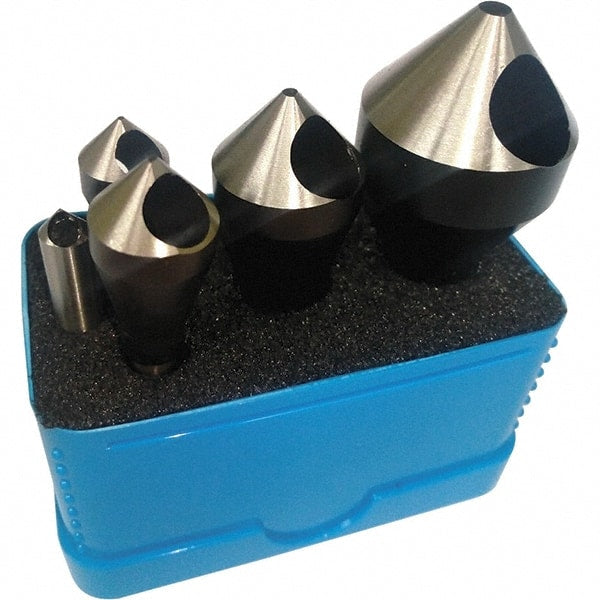 Interstate - 5 Piece, 1/16 to 9/16" Head Diam, 90° Included Angle, Single End Countersink Set - Eagle Tool & Supply