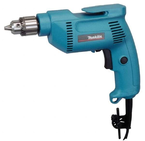 Makita - 3/8" Keyed Chuck, 2,500 RPM, Pistol Grip Handle Electric Drill - 4.9 Amps, 115 Volts, Reversible, Includes Chuck Key & Drill Chuck - Eagle Tool & Supply