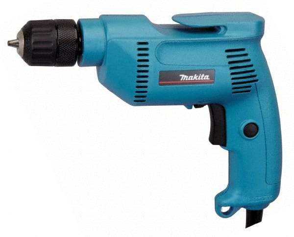 Makita - 3/8" Keyless Chuck, 2,500 RPM, Pistol Grip Handle Electric Drill - 4.9 Amps, 115 Volts, Reversible, Includes Keyless Chuck - Eagle Tool & Supply