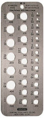 General - 1/16 Inch to 1/2 Inch Hole Size Drill Gage - 6-1/2 Inch Long, 2-1/2 Inch Wide, 29 Holes - Eagle Tool & Supply