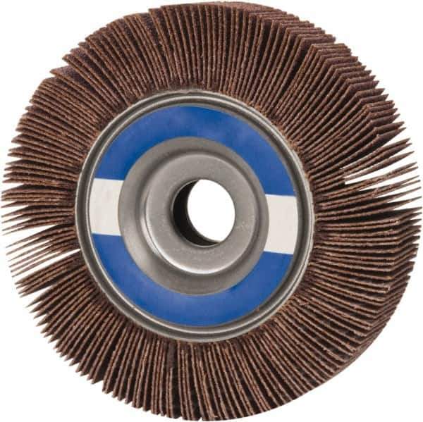 Made in USA - 4" Diam, 80 Grit Aluminum Oxide Unmounted Flap Wheel - 5/8" Hole, 1" Wide, Coated, Medium Grade, 9,000 Max RPM , X Weighted Backing - Eagle Tool & Supply