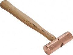 Made in USA - 1-1/2 Lb Head 1-1/4" Face Copper Nonmarring Hammer - 12" OAL, Wood Handle - Eagle Tool & Supply