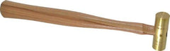 Made in USA - 1/4 Lb Head 3/4" Face Brass Nonmarring Hammer - 10-1/2" OAL, Wood Handle - Eagle Tool & Supply