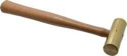 Made in USA - 1-1/2 Lb Head 1-1/4" Face Brass Nonmarring Hammer - 12" OAL, Wood Handle - Eagle Tool & Supply