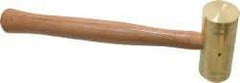 Made in USA - 3 Lb Head 1-3/4" Face Brass Nonmarring Hammer - 14" OAL, Wood Handle - Eagle Tool & Supply