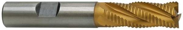 Hertel - 3/4" Diam, Fine Pitch, 4" LOC, 4 Flute Cobalt Roughing Square End Mill - TiN Finish, 6-1/4" OAL, 3/4" Shank Diam, Single End, 30° Helix - Eagle Tool & Supply