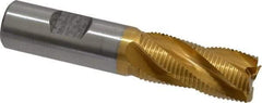 Hertel - 3/4" Diam, Fine Pitch, 1-5/8" LOC, 4 Flute Cobalt Roughing Square End Mill - TiN Finish, 3-3/4" OAL, 3/4" Shank Diam, Single End, 30° Helix - Eagle Tool & Supply