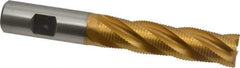 Hertel - 3/4" Diam, Fine Pitch, 3" LOC, 4 Flute Cobalt Roughing Square End Mill - TiN Finish, 5-1/4" OAL, 3/4" Shank Diam, Single End, 30° Helix - Eagle Tool & Supply