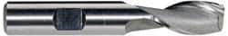 Hertel - 37/64", 1-1/8" LOC, 1/2" Shank Diam, 3-3/8" OAL, 2 Flute, High Speed Steel Square End Mill - Single End, Uncoated, Spiral Flute, 30° Helix, Centercutting, Right Hand Cut, Right Hand Flute - Eagle Tool & Supply