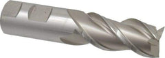 Hertel - 1", 2" LOC, 1" Shank Diam, 4-1/2" OAL, 3 Flute, High Speed Steel Square End Mill - Single End, Uncoated, Spiral Flute, 42° Helix, Centercutting, Right Hand Cut, Right Hand Flute - Eagle Tool & Supply
