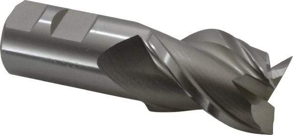 Hertel - 1-1/2", 2" LOC, 1-1/4" Shank Diam, 4-1/2" OAL, 3 Flute, High Speed Steel Square End Mill - Single End, Uncoated, Spiral Flute, 42° Helix, Centercutting, Right Hand Cut, Right Hand Flute - Eagle Tool & Supply