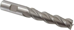 Hertel - 3/4", 3" LOC, 3/4" Shank Diam, 5-1/4" OAL, 3 Flute, High Speed Steel Square End Mill - Single End, Uncoated, Spiral Flute, 42° Helix, Centercutting, Right Hand Cut, Right Hand Flute - Eagle Tool & Supply