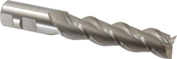 Hertel - 1", 4" LOC, 1" Shank Diam, 6-1/2" OAL, 3 Flute, High Speed Steel Square End Mill - Single End, Uncoated, Spiral Flute, 42° Helix, Centercutting, Right Hand Cut, Right Hand Flute - Eagle Tool & Supply
