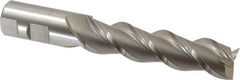 Hertel - 1", 4" LOC, 1" Shank Diam, 6-1/2" OAL, 3 Flute, High Speed Steel Square End Mill - Single End, Uncoated, Spiral Flute, 42° Helix, Centercutting, Right Hand Cut, Right Hand Flute - Eagle Tool & Supply