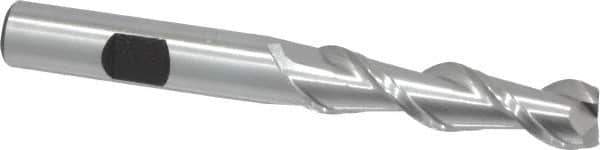 Hertel - 3/8", 1-1/2" LOC, 3/8" Shank Diam, 3-1/4" OAL, 2 Flute, High Speed Steel Square End Mill - Single End, Uncoated, Spiral Flute, 42° Helix, Centercutting, Right Hand Cut, Right Hand Flute - Eagle Tool & Supply