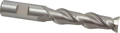 Hertel - 3/4", 3" LOC, 3/4" Shank Diam, 5-1/4" OAL, 2 Flute, High Speed Steel Square End Mill - Single End, Uncoated, Spiral Flute, 42° Helix, Centercutting, Right Hand Cut, Right Hand Flute - Eagle Tool & Supply