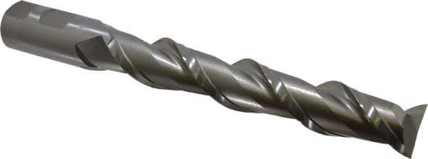 Hertel - 1", 6" LOC, 1" Shank Diam, 8-1/2" OAL, 2 Flute, High Speed Steel Square End Mill - Single End, Uncoated, Spiral Flute, 42° Helix, Centercutting, Right Hand Cut, Right Hand Flute - Eagle Tool & Supply
