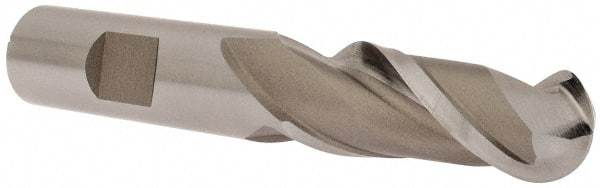 Hertel - 5/8" Diam, 1-5/8" LOC, 2 Flute High Speed Steel Ball End Mill - Uncoated, Single End, 3-3/4" OAL, 5/8" Shank Diam, Spiral Flute - Eagle Tool & Supply