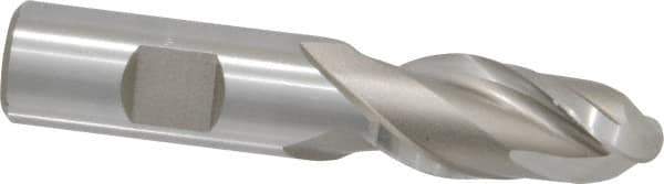Hertel - 3/4" Diam, 1-5/8" LOC, 2 Flute High Speed Steel Ball End Mill - Uncoated, Single End, 3-7/8" OAL, 3/4" Shank Diam, Spiral Flute - Eagle Tool & Supply