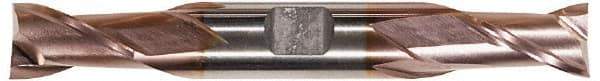 Hertel - 5/8", 1-1/8" LOC, 5/8" Shank Diam, 5" OAL, 2 Flute, High Speed Steel Square End Mill - Double End, TiCN Finish, Spiral Flute, 30° Helix, Centercutting, Right Hand Cut, Right Hand Flute - Eagle Tool & Supply