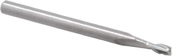 RobbJack - 3/32", 3/16" LOC, 1/8" Shank Diam, 1-1/2" OAL, 2 Flute, Solid Carbide Square End Mill - Single End, Uncoated, Spiral Flute, 30° Helix, Centercutting, Right Hand Cut, Right Hand Flute, Series S1-201 - Eagle Tool & Supply
