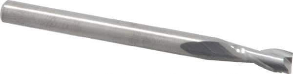 RobbJack - 1/8", 1/4" LOC, 1/8" Shank Diam, 1-1/2" OAL, 2 Flute, Solid Carbide Square End Mill - Single End, Uncoated, Spiral Flute, 30° Helix, Centercutting, Right Hand Cut, Right Hand Flute, Series S1-201 - Eagle Tool & Supply