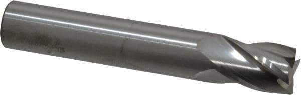 RobbJack - 1/2", 5/8" LOC, 1/2" Shank Diam, 3" OAL, 4 Flute, Solid Carbide Square End Mill - Single End, Uncoated, Spiral Flute, 30° Helix, Centercutting, Right Hand Cut, Right Hand Flute, Series S1-401 - Eagle Tool & Supply