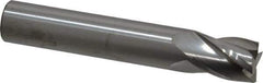 RobbJack - 1/2", 5/8" LOC, 1/2" Shank Diam, 3" OAL, 4 Flute, Solid Carbide Square End Mill - Single End, Uncoated, Spiral Flute, 30° Helix, Centercutting, Right Hand Cut, Right Hand Flute, Series S1-401 - Eagle Tool & Supply
