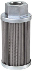 Parker - 30 Mesh, 95 LPM, 25 GPM, 3.53" Diam, Male/Female Magnetic Suction Strainer - 1-1/4 Port NPT, 7.39" Long - Eagle Tool & Supply