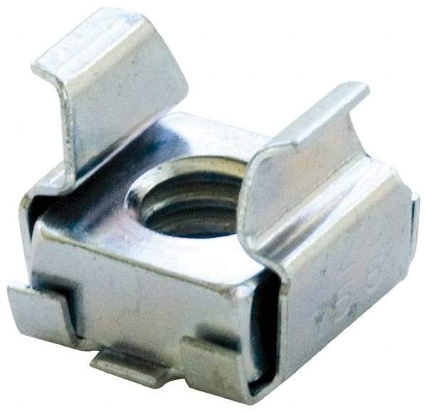 Made in USA - #6-32 Screw, 0.025 to 1/16" Thick, Spring Steel Cage Nut - Zinc-Plated Finish - Eagle Tool & Supply