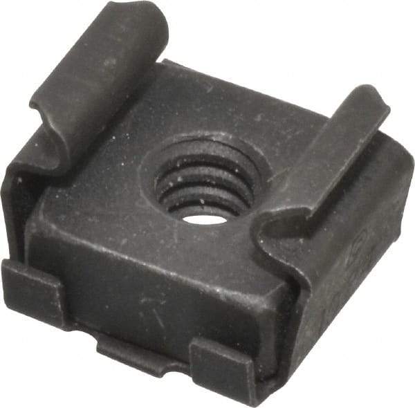 Made in USA - #10-24 Screw, 0.025 to 1/16" Thick, Spring Steel Cage Nut - Black Phosphate Finish - Eagle Tool & Supply