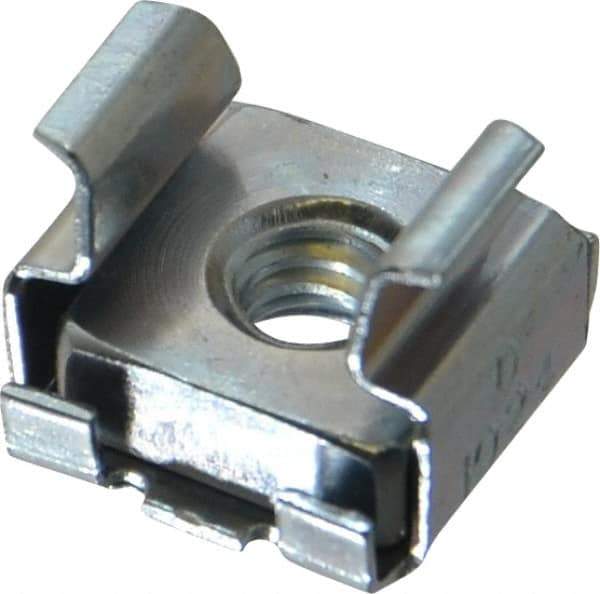 Made in USA - #10-24 Screw, 0.064 to 0.105" Thick, Spring Steel Cage Nut - Zinc-Plated Finish - Eagle Tool & Supply