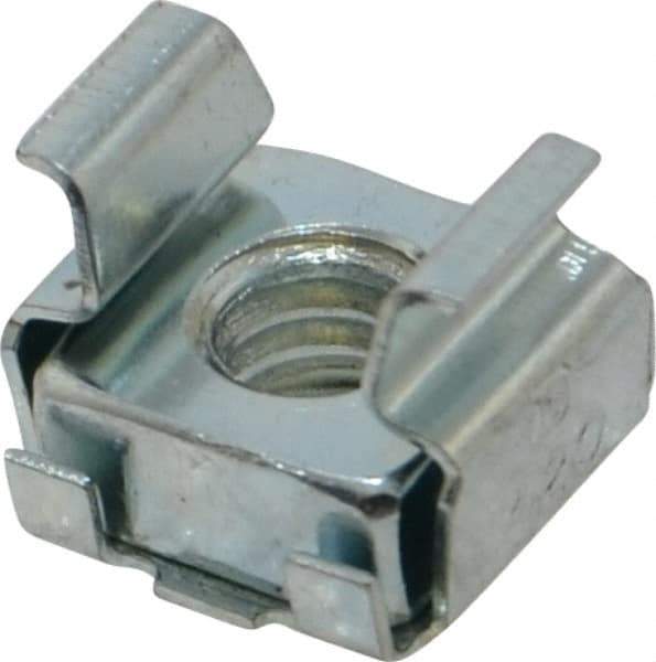 Made in USA - 1/4-20 Screw, 0.093 to 1/8" Thick, Spring Steel Cage Nut - Zinc-Plated Finish - Eagle Tool & Supply