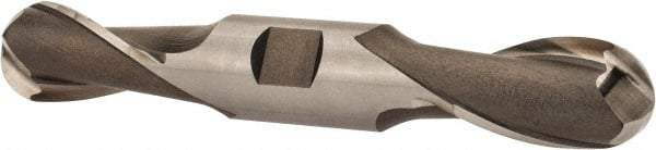 Hertel - 1" Diam, 1-5/8" LOC, 2 Flute High Speed Steel Ball End Mill - Uncoated, Double End, 5-7/8" OAL, 1" Shank Diam, Spiral Flute - Eagle Tool & Supply