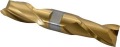 Hertel - 1", 1-5/8" LOC, 1" Shank Diam, 5-7/8" OAL, 2 Flute, High Speed Steel Square End Mill - Double End, TiN Finish, Spiral Flute, 30° Helix, Centercutting, Right Hand Cut, Right Hand Flute - Eagle Tool & Supply
