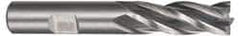 Hertel - 13/16", 1-7/8" LOC, 5/8" Shank Diam, 4" OAL, 4 Flute, High Speed Steel Square End Mill - Single End, Uncoated, Spiral Flute, 30° Helix, Centercutting, Right Hand Cut, Right Hand Flute - Eagle Tool & Supply