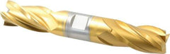 Hertel - 1", 1-7/8" LOC, 1" Shank Diam, 6-3/8" OAL, 4 Flute, High Speed Steel Square End Mill - Double End, TiN Finish, Spiral Flute, 30° Helix, Centercutting, Right Hand Cut, Right Hand Flute - Eagle Tool & Supply