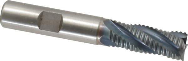 Hertel - 1/2" Diam, Coarse Pitch, 1-1/4" LOC, 4 Flute Cobalt Roughing Square End Mill - TiCN Finish, 3-1/4" OAL, 1/2" Shank Diam, Single End, 30° Helix - Eagle Tool & Supply